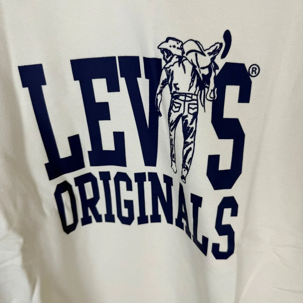 Levis Originals Mens Boxy Fit‎ Graphic Sweatshirt Cream Navy Blue M 38712-0496